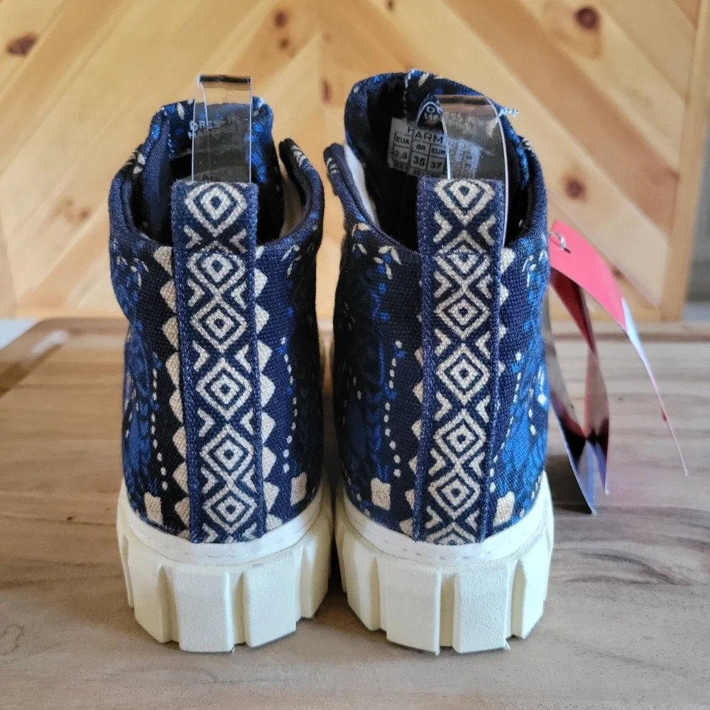 Farm Rio Black Macaw Forest Flatform Sneaker High Top Platform Shoe SZ 6.5‎